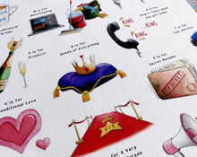 Load image into Gallery viewer, the mothers alphabet tea towel, baby shower gift idea for mum