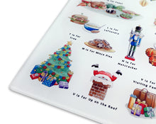 Load image into Gallery viewer, The Christmas Alphabet Glass Cutting Board