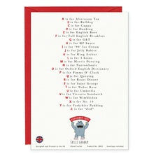 Load image into Gallery viewer, A Very English Alphabet Greeting Card