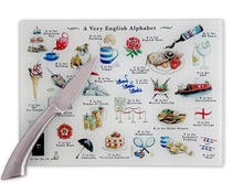Load image into Gallery viewer, A Very English Alphabet Glass Cutting Board