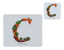 Load image into Gallery viewer, fruit and vegetable alphabet placemat and matching coaster letter c
