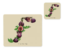 Load image into Gallery viewer, fruit and vegetable alphabet placemat and matching coaster letter f
