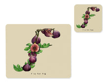 Load image into Gallery viewer, fruit and vegetable alphabet placemat and matching coaster letter f
