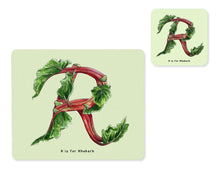 Load image into Gallery viewer, fruit and vegetable alphabet placemat and matching coaster letter r