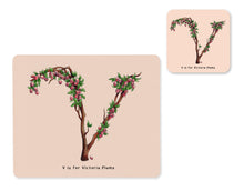 Load image into Gallery viewer, fruit and vegetable alphabet placemat and matching coaster letter v