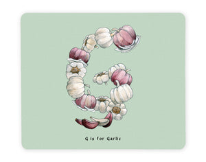 letter g alphabet placemat gift idea for garlic lover
