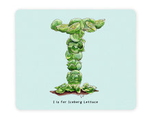 Load image into Gallery viewer, letter i alphabet placemat personalised gift idea for vegans