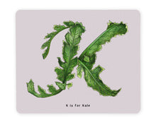 Load image into Gallery viewer, letter k vegetable print table mats personalised alphabet placemat
