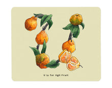 Load image into Gallery viewer, letter u alphabet placemat fruit and vegetable print
