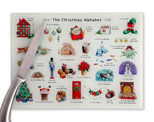 Load image into Gallery viewer, The Christmas Alphabet Glass Cutting Board