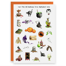 Load image into Gallery viewer, the halloween alphabet greeting card suitable for halloween birthdays
