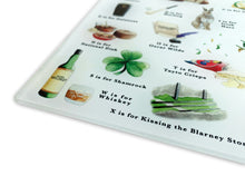 Load image into Gallery viewer, A Very Irish Alphabet Glass Cutting Board
