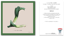 Load image into Gallery viewer, personalised kitchen wall art and recipe card alphabet letter l