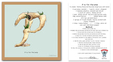 Load image into Gallery viewer, personalised kitchen wall art and recipe card alphabet letter p