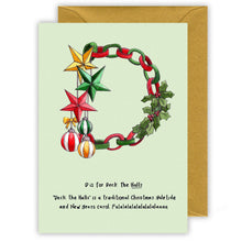 Load image into Gallery viewer, d is for deck the halls alphabet letter d personalised christmas cards