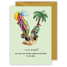 Load image into Gallery viewer, letter v personalised christmas card