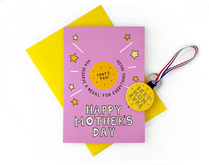 mothers day card with mothers day medal keyring