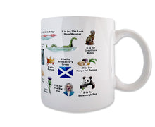 Load image into Gallery viewer, Scottish alphabet ceramic mug gift idea for her
