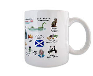 Scottish alphabet ceramic mug gift idea for her