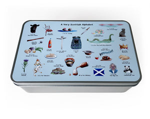 scottish alphabet shortbread shortage tin gift idea for scotland family