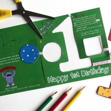 Load image into Gallery viewer, activity card 1 year old birthday