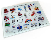 Load image into Gallery viewer, the lockdown alphabet cutting board foodie gift idea