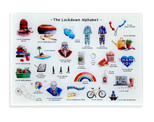 Load image into Gallery viewer, the lockdown alphabet tempered glass cutting board 2020 gift idea for her