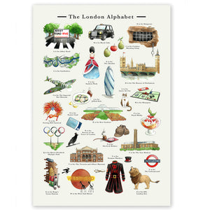 the london alphabet art print leaving gift for londoners