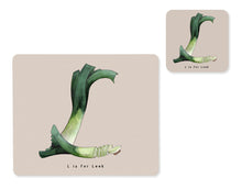 Load image into Gallery viewer, fruit and vegetable alphabet placemat and matching coaster letter l
