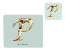 Load image into Gallery viewer, fruit and vegetable alphabet placemat and matching coaster letter p
