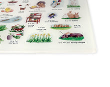 Load image into Gallery viewer, The British Springtime Alphabet Glass Cutting Board
