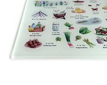 Load image into Gallery viewer, The British Springtime Alphabet Glass Cutting Board
