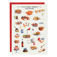Load image into Gallery viewer, A Very English Alphabet &#39;Food &amp; Drink&#39; Greeting Card
