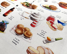 Load image into Gallery viewer, A Very English Alphabet &#39;Food &amp; Drink&#39; Tea Towel
