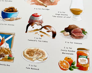 A Very Scottish Alphabet 'Food & Drink' Print