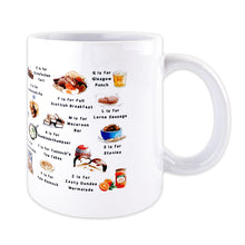 Load image into Gallery viewer, A Very Scottish Alphabet &#39;Food &amp; Drink&#39; Mug
