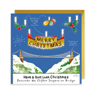 Decorate the Clifton Suspension Bridge Christmas Card