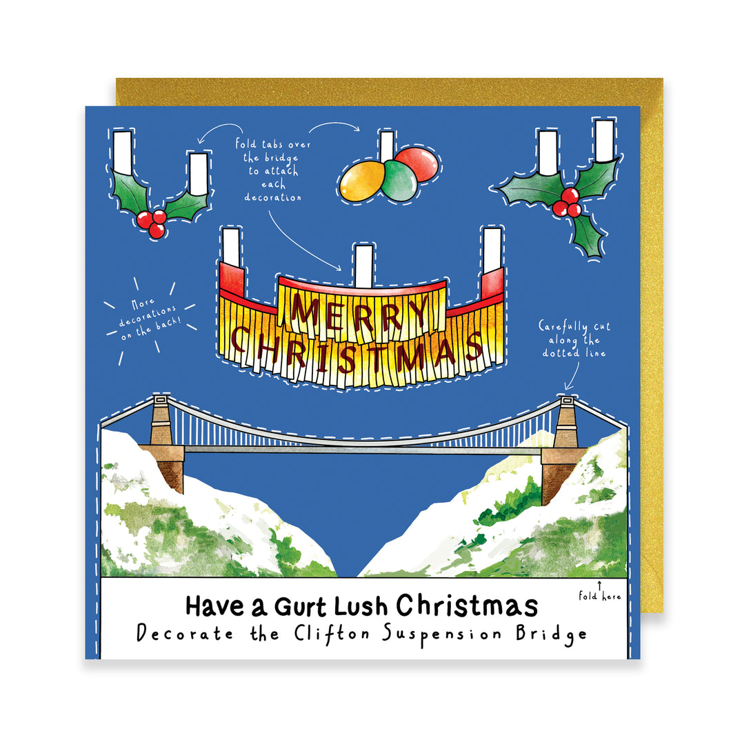 Decorate the Clifton Suspension Bridge Christmas Card