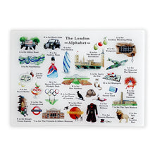 Load image into Gallery viewer, The London Alphabet Glass Cutting Board
