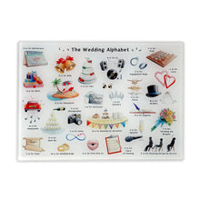 Load image into Gallery viewer, The Wedding Alphabet Glass Cutting Board
