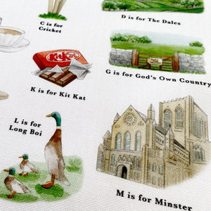 The Yorkshire Alphabet Tea Towel