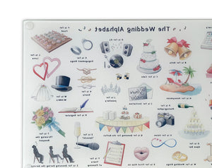 The Wedding Alphabet Glass Cutting Board