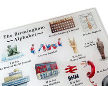 Load image into Gallery viewer, The Birmingham Alphabet Glass Cutting Board
