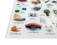 Load image into Gallery viewer, The Cat&#39;s Alphabet Glass Cutting Board
