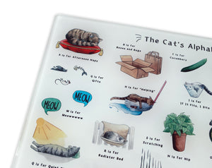 The Cat's Alphabet Glass Cutting Board