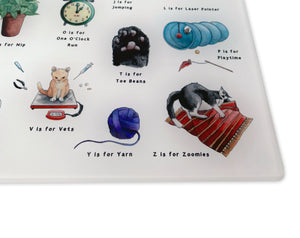 The Cat's Alphabet Glass Cutting Board