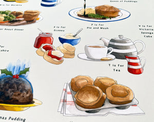 A Very English Alphabet 'Food & Drink' Art Print