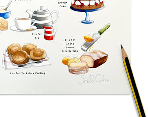 A Very English Alphabet 'Food & Drink' Art Print