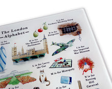 Load image into Gallery viewer, The London Alphabet Glass Cutting Board
