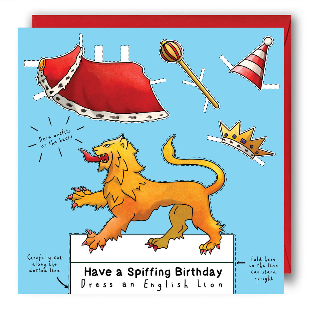 Dress an English Lion Birthday Card